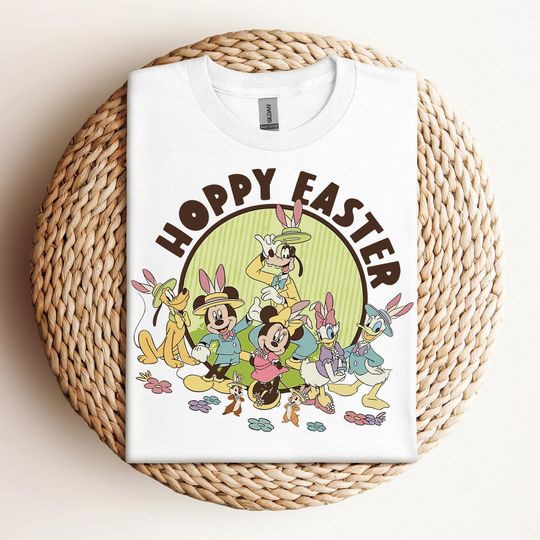 Mickey & Friends Retro Hoppy Easter T-Shirt, Epcot Easter Vacation Gifts, Disney Easter Truck Shirt, Easter Disney Shirt Distressed