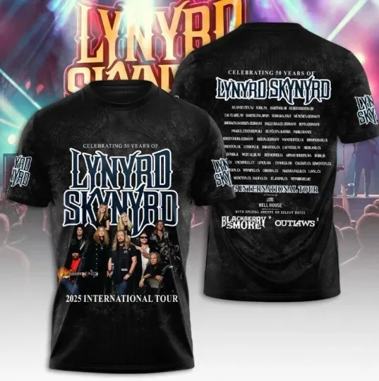 Lynyrd Skynyrd Celebrating 50 Years 2025 International Tour 3D T-Shirt