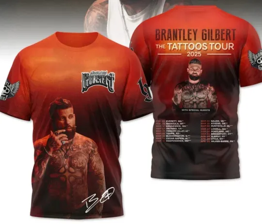 Brantley Gilbert The Tattoos Tour 2025 3D T-Shirt