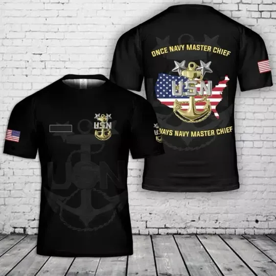 Custom Name US Navy Master Chief 3D T-Shirt