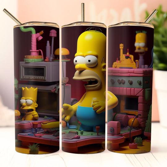 Simpsons tumbler wrap, skinny tumbler design, 90s tumbler wrap, Simpsons sublimation tumbler design, Instant Download