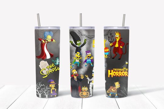 Halloween Cartoon Tumbler, Tumbler Travel Cup, Simpsons Tumbler Gift