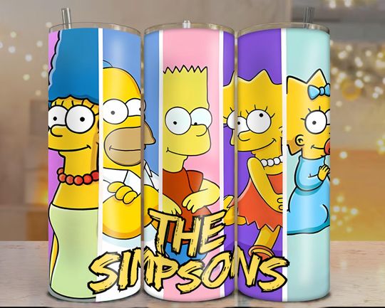 The Simpsons Tumbler | Cartoon Family Sublimation Design | Skinny Straight Tumbler