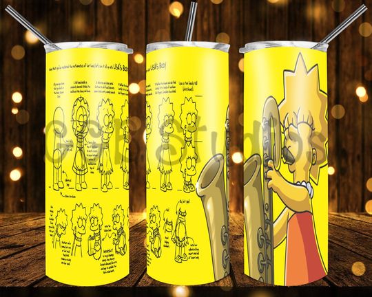 Lisa Cartoon Tumbler, Tumbler Travel Cup, Simpsons Tumbler Gift