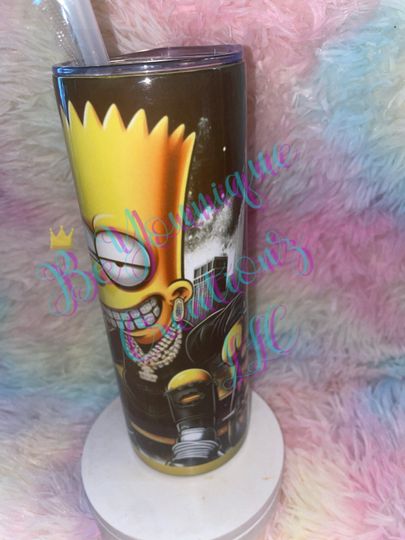 20oz Bart Simpson Tumbler, Tumbler Travel Cup, Simpsons Tumbler Gift