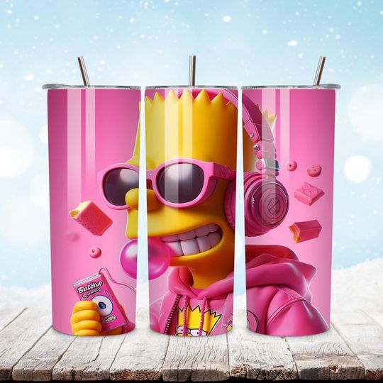 Simpsons 20oz Tumbler Wrap, Tumbler Travel Cup, Simpsons Tumbler Gift