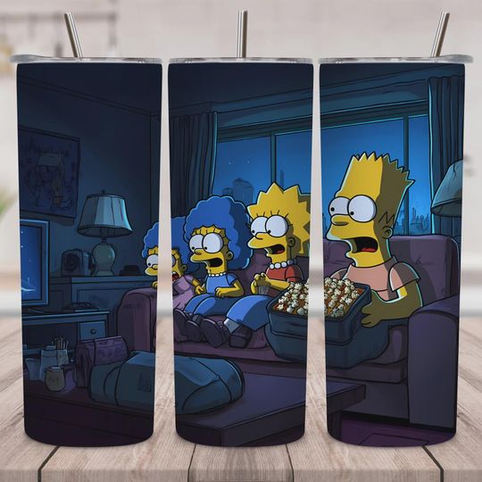Yellow Cartoon Family Tumbler Wrap | Skinny Tumbler Sublimation, Simpsons Tumbler Gift