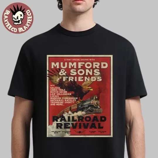 Mumford And Sons Railroad Revival Tour Aug 2025 Dates T-Shirt