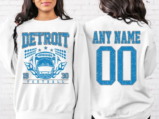 Personalized Detroit Football Sweatshirt, Detroit football crewneck, Detroit football shirt, Custom Football Player,  football Tee