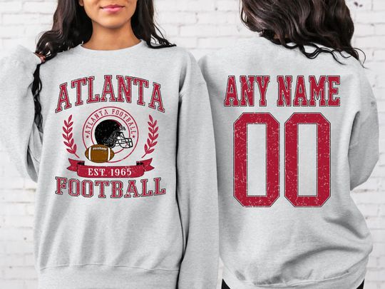 Personalized Atlanta Football Sweatshirt, Atlanta football crewneck, Atlanta football shirt, Custom Football Player,  football Tee