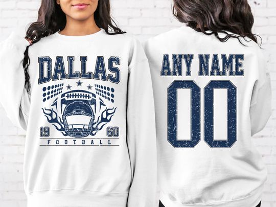 Personalized Dallas Football Sweatshirt, Dallas football crewneck, Dallas football shirt, Custom Football Player,  football Tee