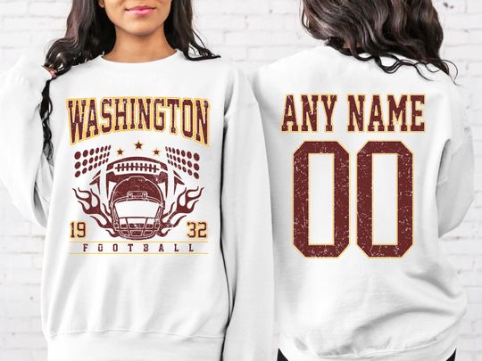 Personalized Washington Football Sweatshirt, Washington football crewneck, Washington football shirt, Custom Football Player, football Tee