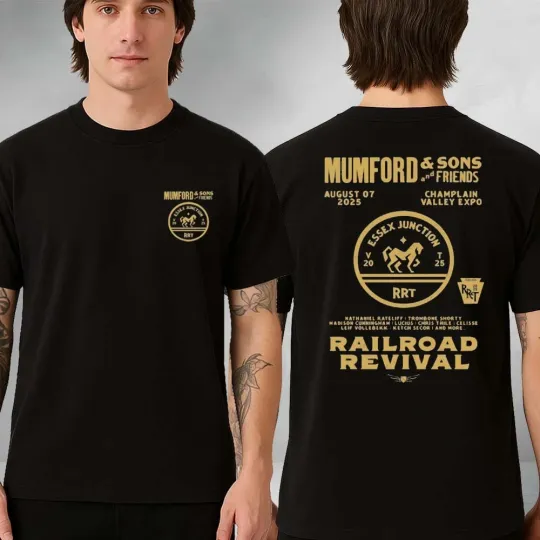 Mumford And Sons Railroad Revival Tour T-Shirt Champlain Aug 07 2025