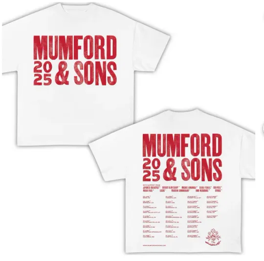 Mumford and Sons 2025 Tour T-Shirt, Tour Merch Crewneck T-shirt