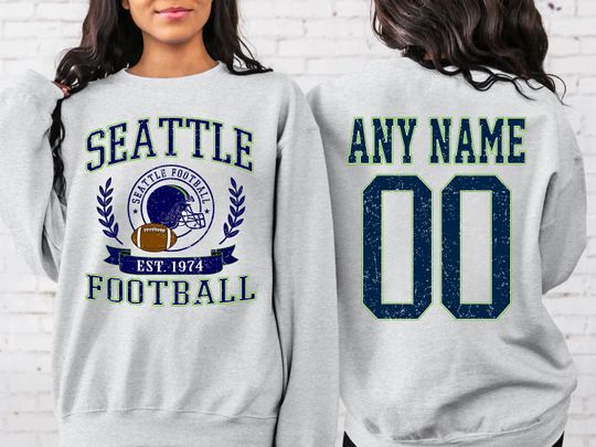 Personalized Seattle  Football Sweatshirt, Seattle  football crewneck, Seattle  football shirt, Custom Football Player, football Tee