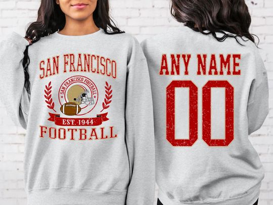 Personalized San Francisco Football Sweatshirt, San Francisco football crewneck, San Francisco shirt, Custom Football Player, football Tee
