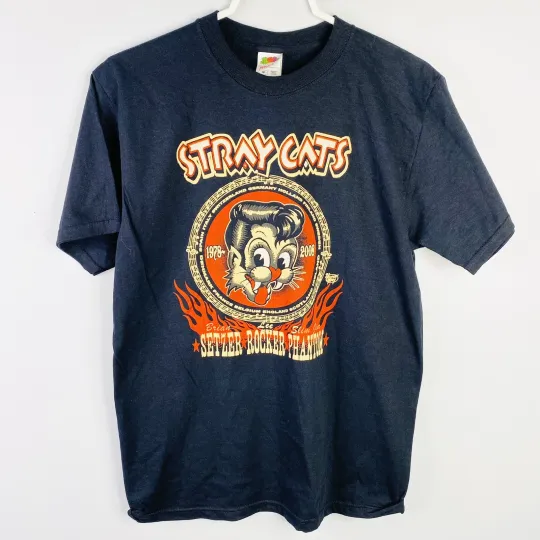 Stray Cats Band 2008 European Tour Shirt Men’s Medium Black Concert