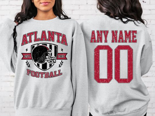 Personalized Atlanta Football Sweatshirt, Atlanta football crewneck, Atlanta football shirt, Custom Football Player,  football Tee