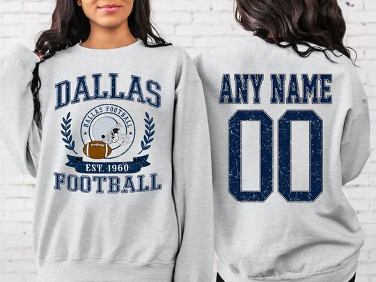Personalized Dallas Football Sweatshirt, Dallas football crewneck, Dallas football shirt, Custom Football Player,  football Tee
