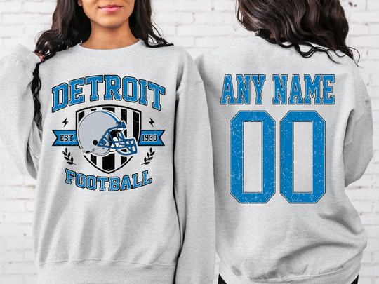 Personalized Detroit Football Sweatshirt, Detroit football crewneck, Detroit football shirt, Custom Football Player,  football Tee