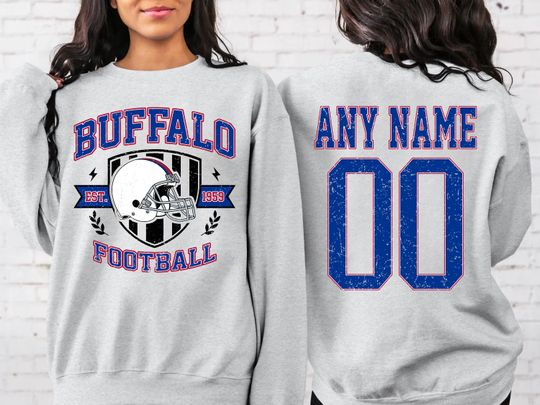 Personalized Buffalo Football Sweatshirt, Buffalo football crewneck, Buffalo football shirt, Custom Football Player,  football Tee