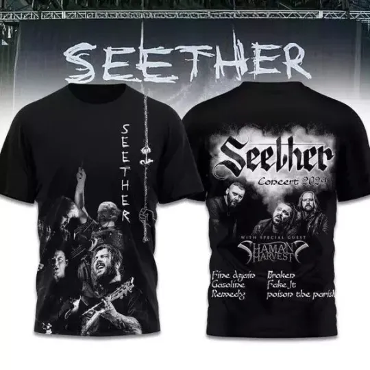 Seether Concert With Special Guest Shaman Harvest T-Shirt 3D