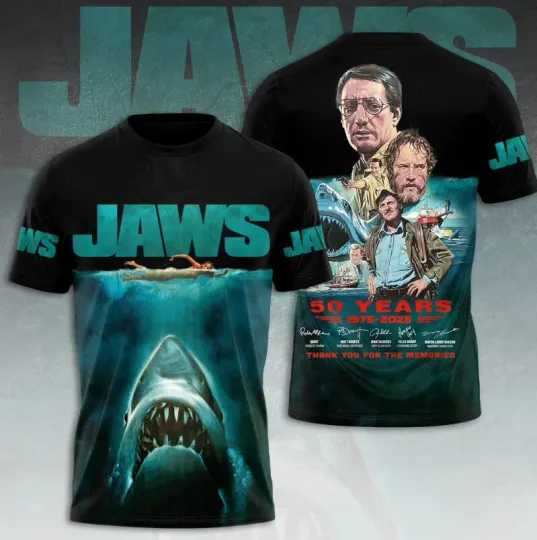 Jaws 50 Years 1975-2025 3D Printed T-Shirt
