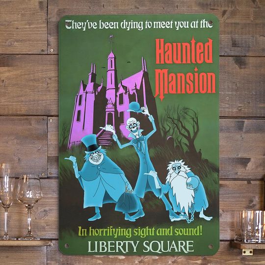 Vintage Haunted Mansion Hitchhiking Ghosts Poster, Funny Hitchhiking Ghosts Canvas, Magic Kingdom Wall Art, Disney Halloween Home Decor