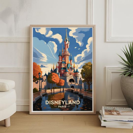 Disneyland Paris Poster, Travel Themed Art, Wall Decor for Travel Enthusiasts, Birthday and Wedding Gift Idea