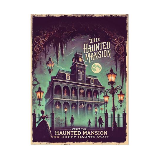 Haunted Mansion 999 Happy Haunts Halloween Travel Poster: Spooky Wall Art - Decor for Halloween
