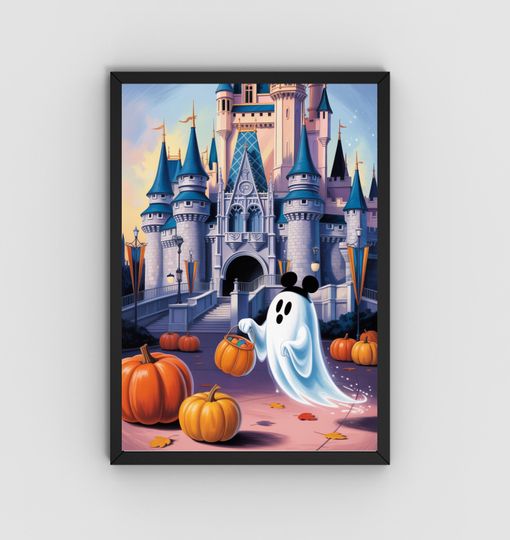 Ghost At The Castle, Disney Halloween Decor, Halloween Wall Art, Magic Kingdom, Living Room Decor