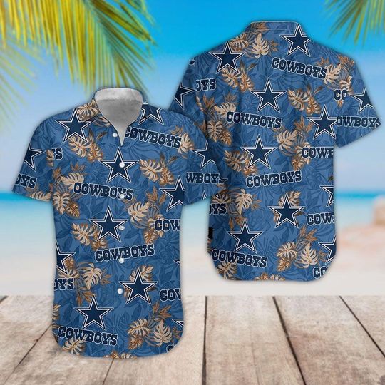 Blue Tropical Star Pattern Hawaiian Shirt, Unisex Palm Leaf Aloha Shirt for Men Women, Summer Beach Vacation Outfit