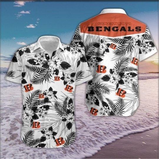 Cincinnati Bengals Floral Hawaiian Shirt for Men Women, football Aloha Shirt, Tropical Beach Summer Outfit, Bengals Fan Game Day Gift