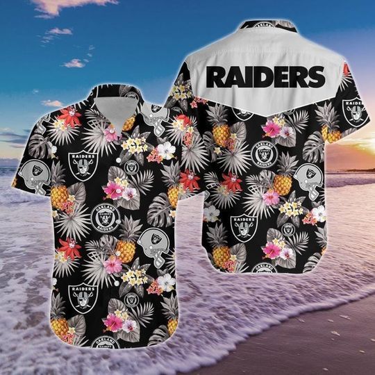 Las Vegas Raiders Hawaiian Shirt, Raiders Fan Summer Shirt, Tropical Football, Raiders Game Day Party Shirt, Gift for Raiders Fans