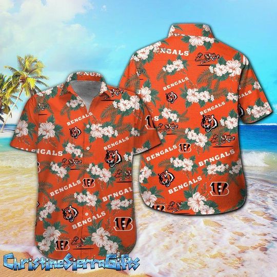Cincinnati Bengals Hawaiian Shirt, football Aloha Shirt, Tropical Football Fan Shirt, Summer Beach Button Up, Tailgate Party Outfit, Bengals Gift