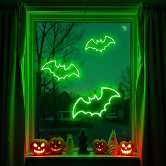 Bat Neon Sign, Set of 3 Bat Neon Sign, Gothic Wall Decor, Halloween Bat Led Sign, Halloween Party Decoration, Bat Neon Light, Halloween Gift