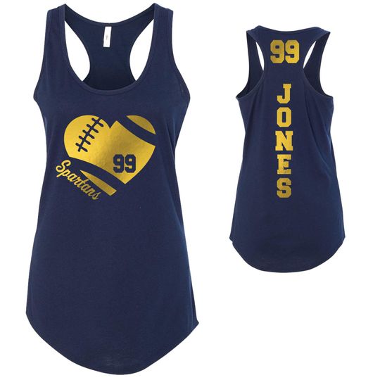 Discover Football Heart Custom Personalized Electric Metallic Foil Design Fitted Women's Racerback Tank Tops by Next Level - 1533