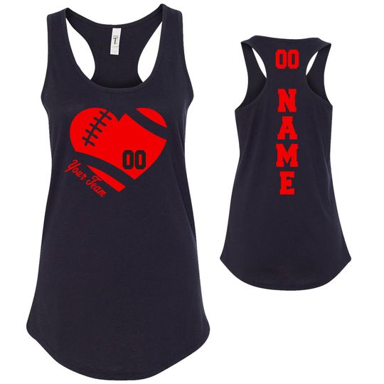 Discover Football Heart Custom Personalized Design Fitted Women's Racerback Tank Tops by Next Level - 1533
