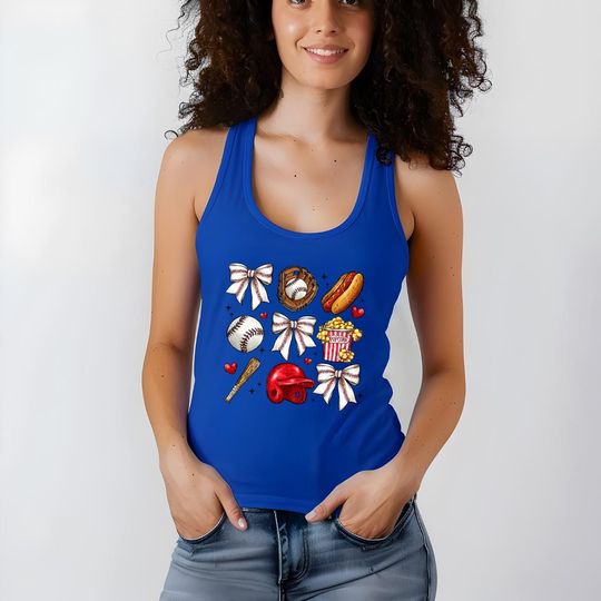 Baseball Mom Racerback Tank for Women, Perfect for Game Day, Picnic, Outdoor Fun