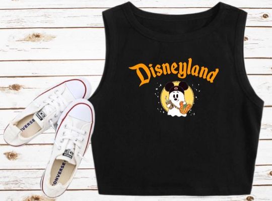 Ghost Mickey Popcorn Mickey Mouse Crop Top Disneyland 2025 OOB MNSSHP WDW Ghost Mickey Disneyworld tank top