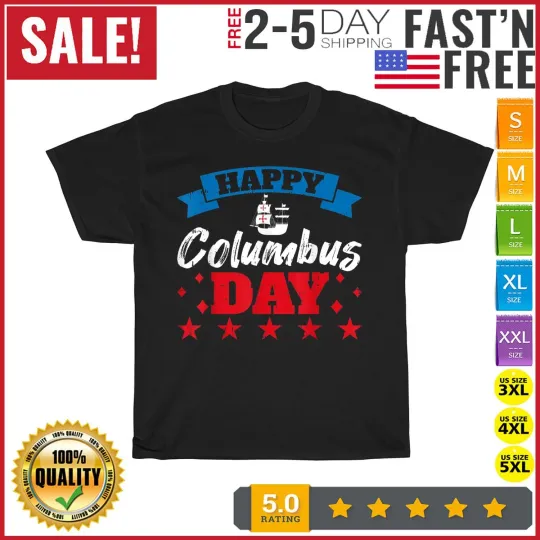 Happy Columbus Day Vintage T Shirt Men Fashion 2023 Shirt Short Sleeve