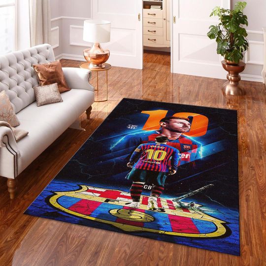 Lionel Messi Rug, GOAT Soccer Rug, Barcelona Football Carpet, Fan Gift