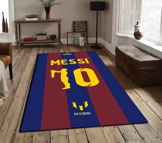 Messi Rug, Lionel Messi Carpet, Barcelona Theme Rug, Football Decor, Teen Room