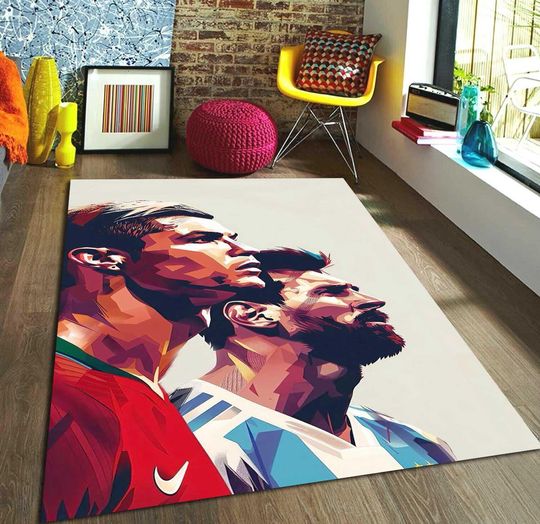 Messi Rug, Ronaldo Rug, Messi and Ronaldo Rug, Football Player Rug, Goat Rug