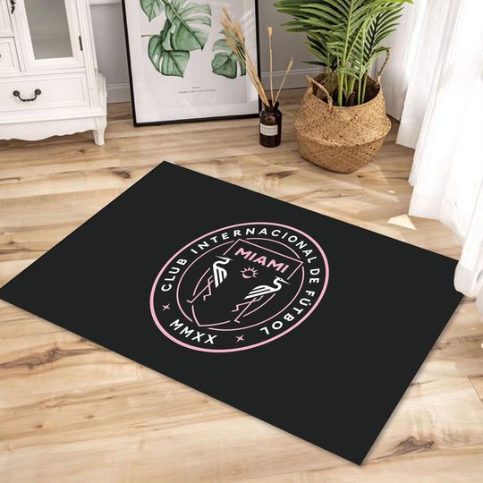 Inter Miami Rug, Soccer Fan Rug, Sports Team Rug, Gift for Teen, Messi Fan Rug