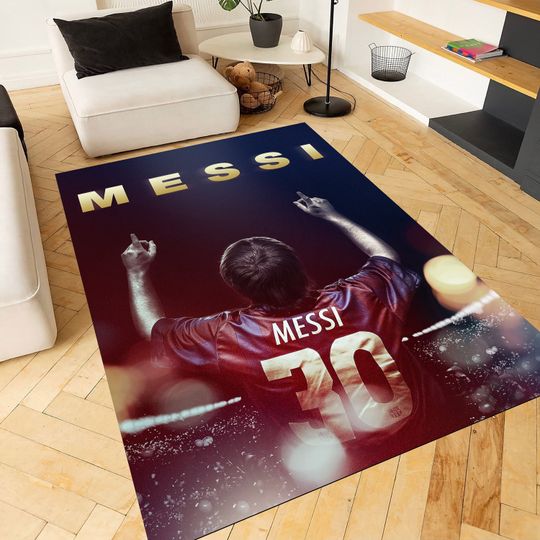 Lionel Messi Rug, Football Rug, World Cup Rug, GOAT Rug, Washable Rug
