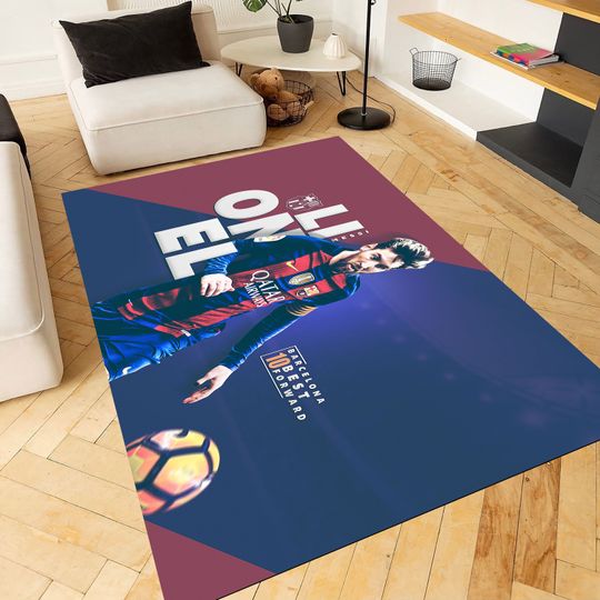 Lionel Messi Rug, Barcelona Rug, World Cup Rug, GOAT Rug, Personalized Washable Rug