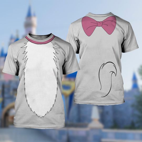 Disney Marie Cat 3D T-Shirt, The Aristocats All Over Print Shirt, Costume Shirt, Marie Cat Cartoon Cosplay Costume Shirt