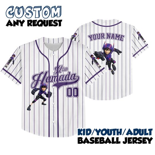 Custom Hiro Hamada Big Hero 6 Baseball Jersey