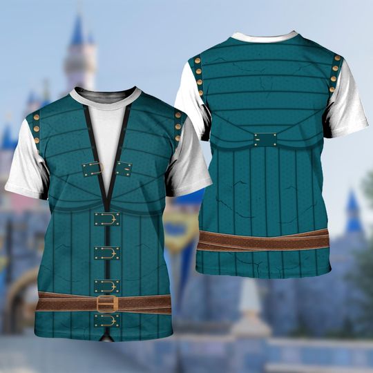 Tangled Costume, Rapunzel Halloween Costume For Family Group T Shirt, Flynn Rider Costume Cosplay 3D T-Shirt, Men Suit Cosplay Tee